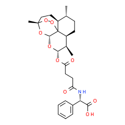 ChemSpider 2D Image | (2S)-[(4-Oxo-4-{[(1S,4S,5R,8S,9R,10S,12R)-1,5,9-trimethyl-11,14,15,16-tetraoxatetracyclo[10.3.1.0~4,13~.0~8,13~]hexadec-10-yl]oxy}butanoyl)amino](phenyl)acetic acid | C27H35NO9