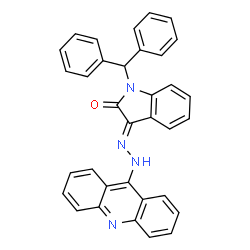 ChemSpider 2D Image | (3E)-3-(9-Acridinylhydrazono)-1-(diphenylmethyl)-1,3-dihydro-2H-indol-2-one | C34H24N4O