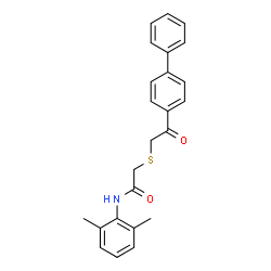 ChemSpider 2D Image | 2-{[2-(4-Biphenylyl)-2-oxoethyl]sulfanyl}-N-(2,6-dimethylphenyl)acetamide | C24H23NO2S