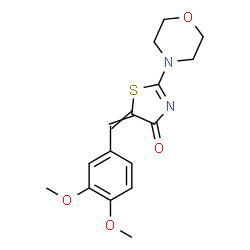 ChemSpider 2D Image | 5-(3,4-Dimethoxybenzylidene)-2-(4-morpholinyl)-1,3-thiazol-4(5H)-one | C16H18N2O4S