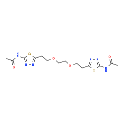 ChemSpider 2D Image | N,N'-[1,2-Ethanediylbis(oxy-2,1-ethanediyl-1,3,4-thiadiazole-5,2-diyl)]diacetamide | C14H20N6O4S2