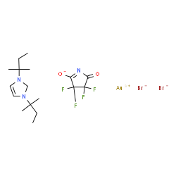 ChemSpider 2D Image | 2,5-Pyrrolidinedione, 3,3,4,4-tetrafluoro-, compd. with 1,3-bis(1,1-dimethylpropyl)-2,3-dihydro-1H-imidazole, gold(3+) salt, hydrobromide (1:1:1:2) | C17H24AuBr2F4N3O2
