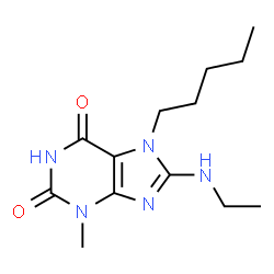 ChemSpider 2D Image | 8-(Ethylamino)-3-methyl-7-pentyl-3,7-dihydro-1H-purine-2,6-dione | C13H21N5O2