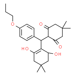 ChemSpider 2D Image | 2-[(2,6-Dihydroxy-4,4-dimethyl-1-cyclohexen-1-yl)(4-propoxyphenyl)methyl]-5,5-dimethyl-1,3-cyclohexanedione | C26H36O5