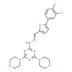 ChemSpider 2D Image | 2-(2-{[5-(3-Chloro-4-methylphenyl)-2-furyl]methylene}hydrazino)-4,6-di(4-morpholinyl)-1,3,5-triazine | C23H26ClN7O3