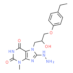 ChemSpider 2D Image | 7-[3-(4-Ethylphenoxy)-2-hydroxypropyl]-8-hydrazino-3-methyl-3,7-dihydro-1H-purine-2,6-dione | C17H22N6O4