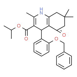 ChemSpider 2D Image | Isopropyl 4-[2-(benzyloxy)phenyl]-2,7,7-trimethyl-5-oxo-1,4,5,6,7,8-hexahydro-3-quinolinecarboxylate | C29H33NO4