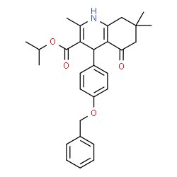 ChemSpider 2D Image | Isopropyl 4-[4-(benzyloxy)phenyl]-2,7,7-trimethyl-5-oxo-1,4,5,6,7,8-hexahydro-3-quinolinecarboxylate | C29H33NO4