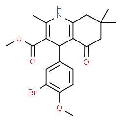 ChemSpider 2D Image | Methyl 4-(3-bromo-4-methoxyphenyl)-2,7,7-trimethyl-5-oxo-1,4,5,6,7,8-hexahydro-3-quinolinecarboxylate | C21H24BrNO4