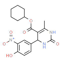 ChemSpider 2D Image | Cyclohexyl 4-(4-hydroxy-3-nitrophenyl)-6-methyl-2-oxo-1,2,3,4-tetrahydro-5-pyrimidinecarboxylate | C18H21N3O6