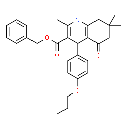 ChemSpider 2D Image | Benzyl 2,7,7-trimethyl-5-oxo-4-(4-propoxyphenyl)-1,4,5,6,7,8-hexahydro-3-quinolinecarboxylate | C29H33NO4