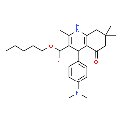 ChemSpider 2D Image | Pentyl 4-[4-(dimethylamino)phenyl]-2,7,7-trimethyl-5-oxo-1,4,5,6,7,8-hexahydro-3-quinolinecarboxylate | C26H36N2O3