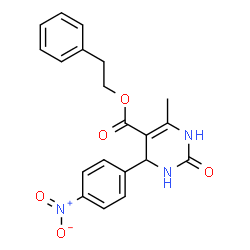 ChemSpider 2D Image | 2-Phenylethyl 6-methyl-4-(4-nitrophenyl)-2-oxo-1,2,3,4-tetrahydro-5-pyrimidinecarboxylate | C20H19N3O5