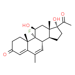 ChemSpider 2D Image | (11beta)-9-Fluoro-11,17-dihydroxy-6-methylpregna-4,6-diene-3,20-dione | C22H29FO4