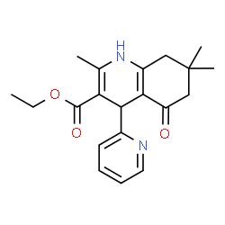 ChemSpider 2D Image | Ethyl 2,7,7-trimethyl-5-oxo-4-(2-pyridinyl)-1,4,5,6,7,8-hexahydro-3-quinolinecarboxylate | C20H24N2O3