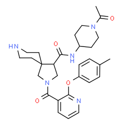 ChemSpider 2D Image | N-(1-Acetyl-4-piperidinyl)-2-{[2-(4-methylphenoxy)-3-pyridinyl]carbonyl}-2,8-diazaspiro[4.5]decane-4-carboxamide | C29H37N5O4