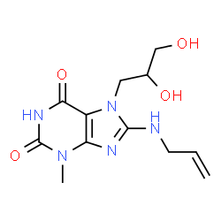 ChemSpider 2D Image | 8-(Allylamino)-7-(2,3-dihydroxypropyl)-3-methyl-3,7-dihydro-1H-purine-2,6-dione | C12H17N5O4