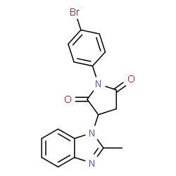 ChemSpider 2D Image | 1-(4-Bromophenyl)-3-(2-methyl-1H-benzimidazol-1-yl)-2,5-pyrrolidinedione | C18H14BrN3O2