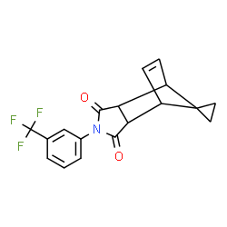 ChemSpider 2D Image | 4'-[3-(Trifluoromethyl)phenyl]-4'-azaspiro[cyclopropane-1,10'-tricyclo[5.2.1.0~2,6~]decane]-8'-ene-3',5'-dione | C18H14F3NO2