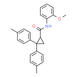 ChemSpider 2D Image | N-(2-Methoxyphenyl)-2,2-bis(4-methylphenyl)cyclopropanecarboxamide | C25H25NO2