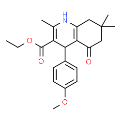 ChemSpider 2D Image | Ethyl 4-(4-methoxyphenyl)-2,7,7-trimethyl-5-oxo-1,4,5,6,7,8-hexahydro-3-quinolinecarboxylate | C22H27NO4