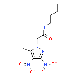 ChemSpider 2D Image | N-Butyl-2-(5-methyl-3,4-dinitro-1H-pyrazol-1-yl)acetamide | C10H15N5O5