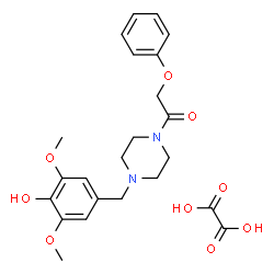ChemSpider 2D Image | 1-[4-(4-Hydroxy-3,5-dimethoxybenzyl)-1-piperazinyl]-2-phenoxyethanone ethanedioate (1:1) | C23H28N2O9