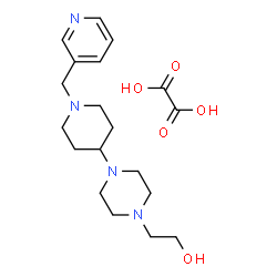ChemSpider 2D Image | 2-{4-[1-(3-Pyridinylmethyl)-4-piperidinyl]-1-piperazinyl}ethanol ethanedioate (1:1) | C19H30N4O5