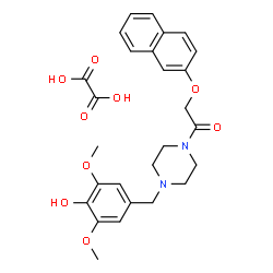 ChemSpider 2D Image | 1-[4-(4-Hydroxy-3,5-dimethoxybenzyl)-1-piperazinyl]-2-(2-naphthyloxy)ethanone ethanedioate (1:1) | C27H30N2O9
