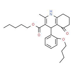 ChemSpider 2D Image | Pentyl 4-(2-butoxyphenyl)-2-methyl-5-oxo-1,4,5,6,7,8-hexahydro-3-quinolinecarboxylate | C26H35NO4