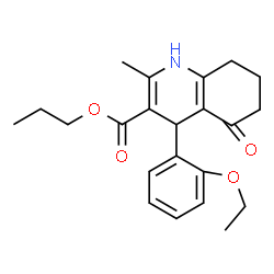 ChemSpider 2D Image | Propyl 4-(2-ethoxyphenyl)-2-methyl-5-oxo-1,4,5,6,7,8-hexahydro-3-quinolinecarboxylate | C22H27NO4