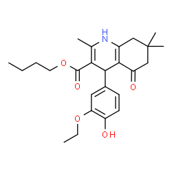ChemSpider 2D Image | Butyl 4-(3-ethoxy-4-hydroxyphenyl)-2,7,7-trimethyl-5-oxo-1,4,5,6,7,8-hexahydro-3-quinolinecarboxylate | C25H33NO5