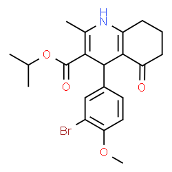 ChemSpider 2D Image | Isopropyl 4-(3-bromo-4-methoxyphenyl)-2-methyl-5-oxo-1,4,5,6,7,8-hexahydro-3-quinolinecarboxylate | C21H24BrNO4