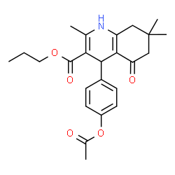ChemSpider 2D Image | Propyl 4-(4-acetoxyphenyl)-2,7,7-trimethyl-5-oxo-1,4,5,6,7,8-hexahydro-3-quinolinecarboxylate | C24H29NO5
