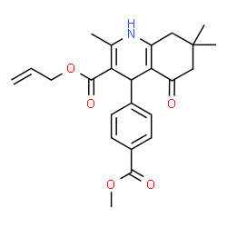 ChemSpider 2D Image | Allyl 4-[4-(methoxycarbonyl)phenyl]-2,7,7-trimethyl-5-oxo-1,4,5,6,7,8-hexahydro-3-quinolinecarboxylate | C24H27NO5