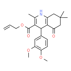 ChemSpider 2D Image | Allyl 4-(3,4-dimethoxyphenyl)-2,7,7-trimethyl-5-oxo-1,4,5,6,7,8-hexahydro-3-quinolinecarboxylate | C24H29NO5
