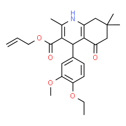 ChemSpider 2D Image | Allyl 4-(4-ethoxy-3-methoxyphenyl)-2,7,7-trimethyl-5-oxo-1,4,5,6,7,8-hexahydro-3-quinolinecarboxylate | C25H31NO5
