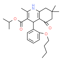 ChemSpider 2D Image | Isopropyl 4-(2-butoxyphenyl)-2,7,7-trimethyl-5-oxo-1,4,5,6,7,8-hexahydro-3-quinolinecarboxylate | C26H35NO4