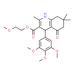 ChemSpider 2D Image | 2-Methoxyethyl 2,7,7-trimethyl-5-oxo-4-(3,4,5-trimethoxyphenyl)-1,4,5,6,7,8-hexahydro-3-quinolinecarboxylate | C25H33NO7
