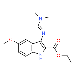 ChemSpider 2D Image | (E)-ethyl 3-(((dimethylamino)methylene)amino)-5-methoxy-1H-indole-2-carboxylate | C15H19N3O3