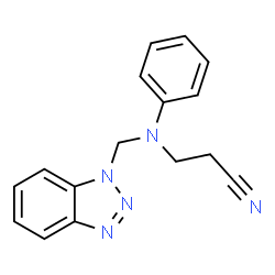 ChemSpider 2D Image | 3-(Benzotriazol-1-ylmethyl-phenyl-amino)-propionitrile | C16H15N5