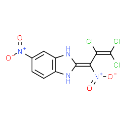 ChemSpider 2D Image | (2E)-5-Nitro-2-(2,3,3-trichloro-1-nitro-2-propen-1-ylidene)-2,3-dihydro-1H-benzimidazole | C10H5Cl3N4O4