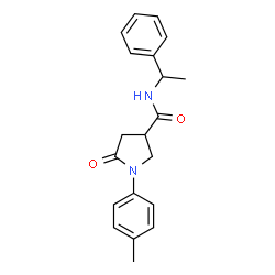 ChemSpider 2D Image | 1-(4-Methylphenyl)-5-oxo-N-(1-phenylethyl)-3-pyrrolidinecarboxamide | C20H22N2O2