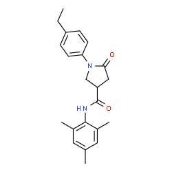 ChemSpider 2D Image | 1-(4-Ethylphenyl)-N-mesityl-5-oxo-3-pyrrolidinecarboxamide | C22H26N2O2