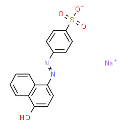 ChemSpider 2D Image | Sodium 4-[(4-hydroxy-1-naphthyl)diazenyl]benzenesulfonate | C16H11N2NaO4S