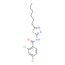ChemSpider 2D Image | 2,4-Dichloro-N-(5-hexyl-1,3,4-thiadiazol-2-yl)benzamide | C15H17Cl2N3OS