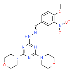 ChemSpider 2D Image | 2-[2-(4-Methoxy-3-nitrobenzylidene)hydrazino]-4,6-di(4-morpholinyl)-1,3,5-triazine | C19H24N8O5