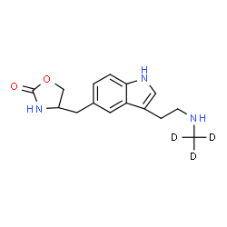 ChemSpider 2D Image | 4-[(3-{2-[(~2~H_3_)Methylamino]ethyl}-1H-indol-5-yl)methyl]-1,3-oxazolidin-2-one | C15H16D3N3O2