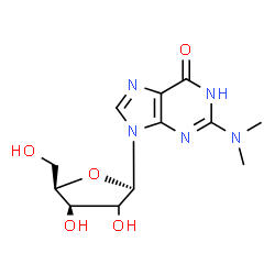 ChemSpider 2D Image | 2-(Dimethylamino)-9-[(2xi)-beta-D-threo-pentofuranosyl]-1,9-dihydro-6H-purin-6-one | C12H17N5O5