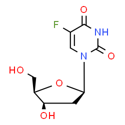 ChemSpider 2D Image | 1-(2-Deoxy-beta-D-threo-pentofuranosyl)-5-fluoro-2,4(1H,3H)-pyrimidinedione | C9H11FN2O5